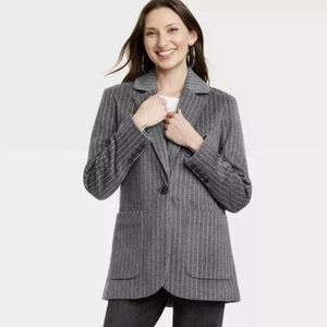 (NWOT) Universal Thread Blazer Dress Jacket Pinstripe Gray Long Lined Women’s L